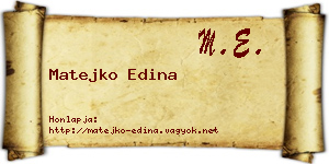 Matejko Edina névjegykártya